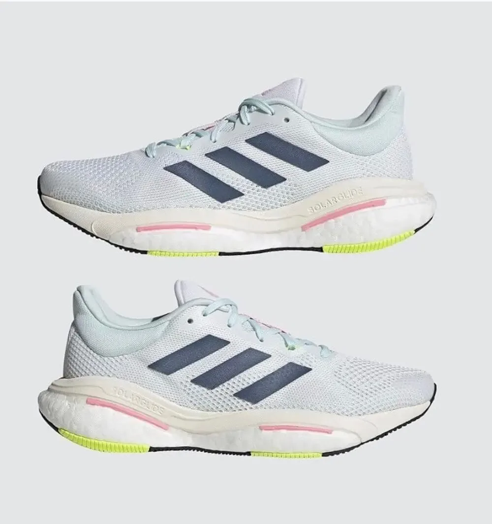 Adidas Woman's Solarglide 5 Running Shoes Cloud White Wonder Steel Beam Pink 8.5